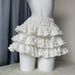 Creamy White Ruffled Midi Skirt for Women High-Waisted Slimming Petite Ballet Style Puffy Girly Cake Summer Skirt_ecoleips.com
