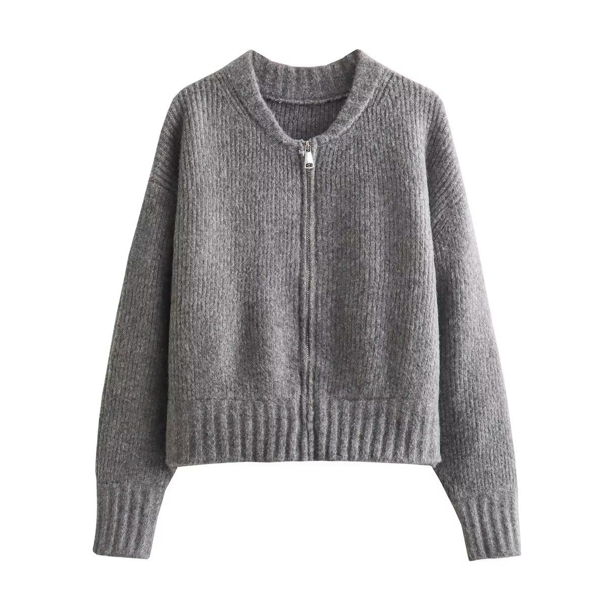 Autumn Zip-Up Knit Cardigan Jacket – Pilot-Inspired Stand Collar Unisex Sweater Coat_ecoleips.com