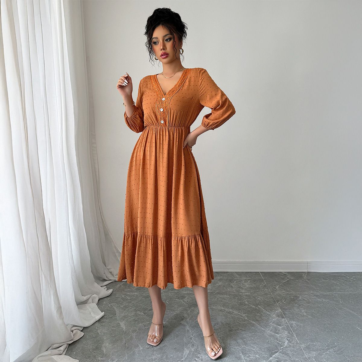 Women's Clothing Simple Fashion Style Lace Patchwork Skirt Dress Women's Clothing Spring And Summer_ecoleips.com