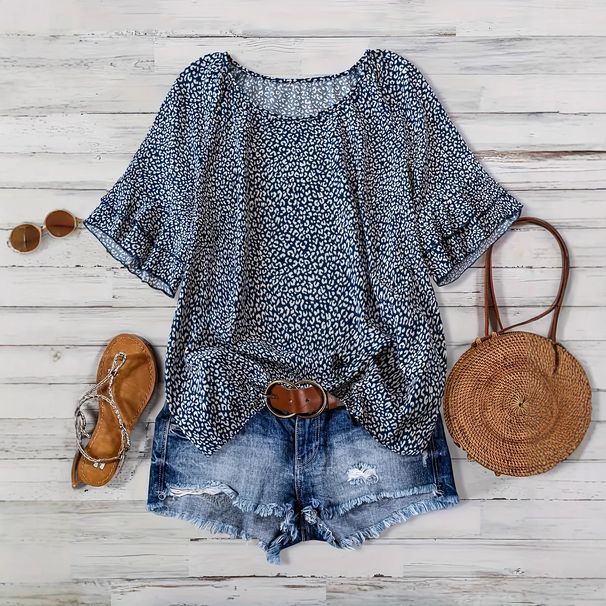 2025 Summer European And American Cross-Border New Round Neck Leopard Print Casual Short Sleeve Shirt_ecoleips.com