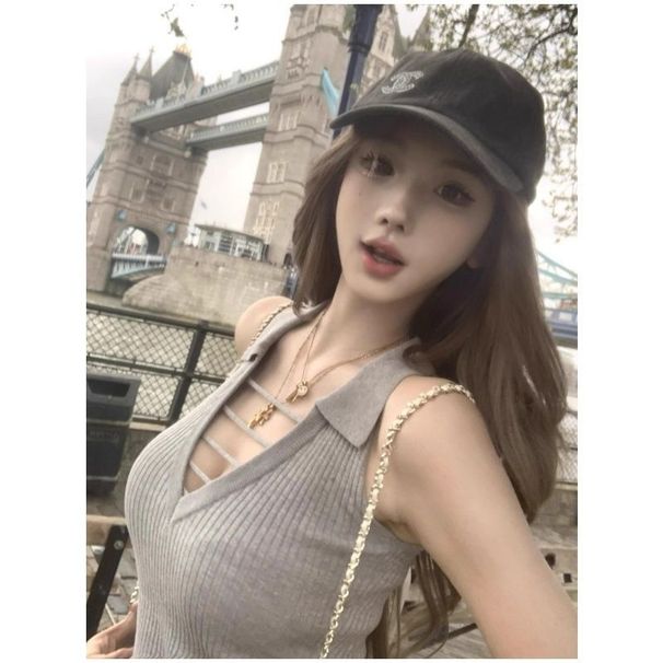 Purely Alluring Sexy Hot Girl Style Polo Collar Hollow-out Knitted Camisole Top For Women, Chic, Stunning, And Slimming_ecoleips.com