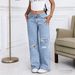 Women's Clothing Women's High Waist Wide Leg Jeans Loose Fit Ripped Long Pants Summer Style For Formal & Casual For Women_ecoleips.com