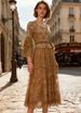 Autumn New Women's V Neck Dress Lace Mesh Embroidery Patchwork Faux Two Piece Long Cross Border Dress_ecoleips.com