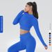Women's Clothing Yoga Suit Two Sexy Fitness Wear Sports Long Sleeve Striped Solid Color High Waist Striped Trousers_ecoleips.com