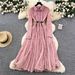 Elegant Lace & Mesh Long Dress – High-Quality Embroidered A-Line Dress For Women_ecoleips.com