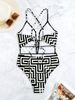 Retro Slim Fit Backless Crossover Bikini Solid Color Slimming Swimsuit For Women European American Style One-Piece Summer Swimwear_ecoleips.com