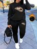 Women's Autumn And Winter Hip-hop Casual Street Leopard Print Lip Print Print Round Neck Sweatshirt+sports Pants Warm Suit-615_ecoleips.com