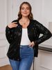 Autumn And Winter New Plus-Size Elegant Women's Tops, Fashionable Sequined Long-Sleeved Round-Neck Cardigans, Stylish Commuter Jackets_ecoleips.com