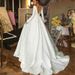 Satin Elegant Lace Long Sleeve V Neck Backless Sexy Trailing Bride Wedding Dress_ecoleips.com