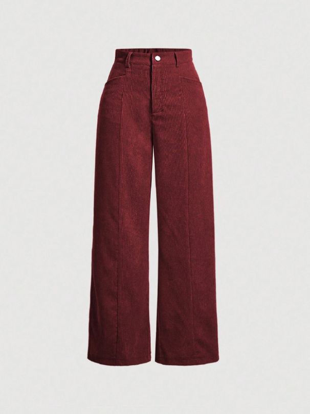 2025 European American Cross-Border High-Waisted Corduroy Pocket Wide-Leg For Women, Autumn And Winter Retro Casual Long_ecoleips.com