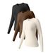 Women's Long Sleeved Round Neck Stretch Base Layer T-Shirt Top Autumn Winter European American Style_ecoleips.com