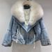 girl 2025 Autumn Winter New Fashionable Oversized Fur Collar Design Thickened Warm Denim Jacket For Women Loose Parka_ecoleips.com