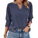 Women's Clothing Women's Clothing Summer New Loose V Neck Bat Sleeves Colorful Cotton T Shirt For Women_ecoleips.com