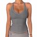 Women's Love Jar Ribbed Sports Vest V Neck Solid Color Top For Sports_ecoleips.com
