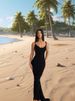 Women's Clothing Fashion Temperament Suspenders Backless Deep V Skirt Waist Dress_ecoleips.com