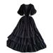 Elegant French Style Slim Fitting V Neck Dress Rhinestone Embellished Elastic Waist Cake Skirt Flattering Women's Dress_ecoleips.com