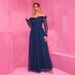 Women's Clothing Evening Dress European Station Chiffon Dress One Shoulder Lace Long Dress Evening Dress Women's Clothing_ecoleips.com