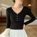 2025 #High Quality Products # Temperament And Age Reducing Design Sense T-Shirt For Women's Long Sleeved 2025 Autumn Outfit_ecoleips.com
