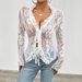 Women's Clothing Spring And Summer Spot Y2K Hollow Lace V Neck Cardigan Long Sleeved Top Women's Clothing_ecoleips.com