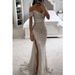 Women's Clothing Sexy Fine Flash Slit Ball Gown Sequin Dress_ecoleips.com