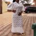 Women's Clothing Elegant Plus Size Floral Embroidered Blouse Dress Stylish Office Wear Lace Details Loose Fit Long Length Polo Collar, Bubble Sleeves_ecoleips.com