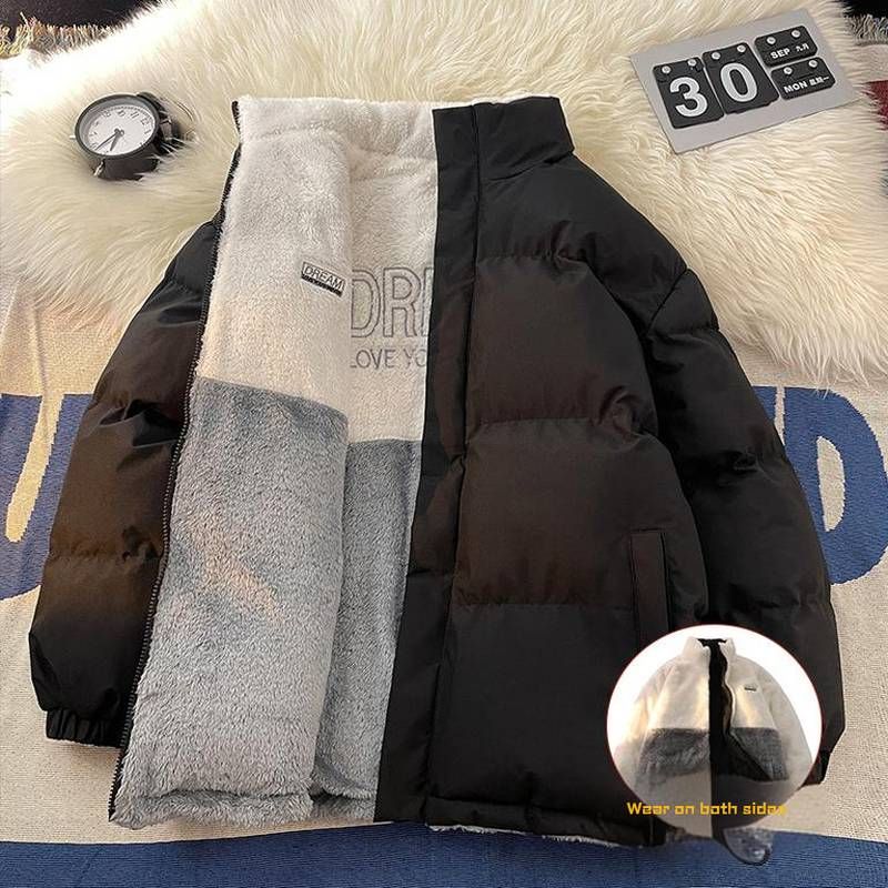 Reversible Winter Puffer Jacket For Men & Women - Dual-Side Wear, Stand Collar, Short Length, Versatile Fashion Outerwear_ecoleips.com