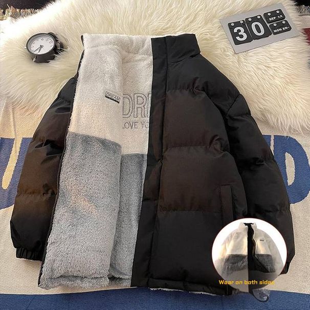 Reversible Winter Puffer Jacket For Men & Women - Dual-Side Wear, Stand Collar, Short Length, Versatile Fashion Outerwear_ecoleips.com