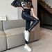 Stylish Rhinestone-Embellished Stretch Leggings - Faux Denim Design, High Waist, Skinny Fit, Comfortable & Versatile For Women_ecoleips.com