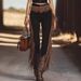 Aria Basics European And American Autumn Women's Fashion Tassel Casual Pants, Solid Color Slim-fit Trousers_ecoleips.com