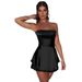 Women's Clothing Autumn And Winter New Fashion Backless Lace Up Short Skirt Sexy Tube Top Solid Color Irregular Skirt_ecoleips.com