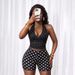 Summer Women's Polka Dot Lace-Up U Neck Vest Top With Sexy Shorts Set Hot Girl Clothing_ecoleips.com