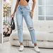 17-In Stock-35832#Amazon Cross-border Women's Clothing European And American INS Fashion Versatile Straight Ripped Denim_ecoleips.com