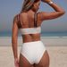 Women's Scallop Trim Bikini Set – Sexy Two-Piece Swimwear With Underwire & Padded Cups, Solid Color_ecoleips.com