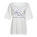 Summer New Women's Clothing American Street Fashion Letter Printed Slanted Shoulder Short Sleeve Loose T-Shirt Top_ecoleips.com