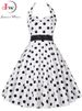 Polka Dot Dress Women Vintage Swing Halter Belt 50s 60s Rockabilly Prom Party Dresses Retro Feminino Vestidos_ecoleips.com
