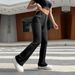 Voya 2026 New Women's European And American Women's Fashion Ins Street Style Slim Fit Solid Color Stretchy Flared Casual_ecoleips.com