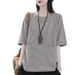 Vintage Mid-Sleeve Base Shirt For Women, Summer Thin Top, Stylish Small Shirt, Pullover, Loose Striped Half-Sleeve T-Shi_ecoleips.com