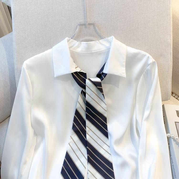 Women's Clothing Real Shot Of The New Autumn Design Tie High End Shirt Temperament Top Shirt Women_ecoleips.com