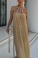 Women's Clothing Casual Drawstring Multi Color Dress Vacation Loose Fashion Dress_ecoleips.com