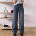 Sparkling Galaxy Blue Flared Jeans For Women - Glitter Narrow Wide Leg Trousers With High Waist & Rhinestone Details_ecoleips.com
