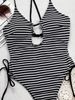 Women's Clothing One Piece Swimsuit Women's Bikini Striped Color Blocked Hollow Out Strappy For Formal & Casual For Women_ecoleips.com