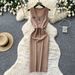 Elegant Sleeveless Knitted Sexy Dress For Women High Waisted Slimming Korean Style Perfect For Summer Commuting_ecoleips.com