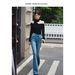 Retro High-Waisted Flared Jeans for Women Versatile All-Season Colors Four-Way Stretch Slim Fit Hip Lifting Spring Style Size 26_ecoleips.com