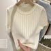 Women's Short Sleeve Knitted Top round Neck Hollowed out Lightweight Base Layer Design Solid Color Spring Summer 2026 New Style Short Length_ecoleips.com