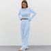Knitted Loose Jacquard Soft Sleeve Long Pants Lace Trim Pajamas Two-Piece Set European And American Autumn New Home_ecoleips.com