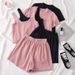 Women's Clothing Short Sleeved T Shirt Student Three Piece Suit Wide Leg Shorts Casual Sports Style Suit_ecoleips.com