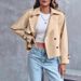 Autumn/Winter New Women's Fashion Casual INS Pocket Short Double Breasted Windbreaker Coat_ecoleips.com