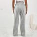 Women's Clothing Vertical Stripes Gray Drawstring High Waist Wide Leg Pants Loose Sweatpants_ecoleips.com
