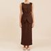 Women's Clothing Lazy Leisure Pure Cotton Square Collar Sleeveless Vest Skirt Suit Female_ecoleips.com