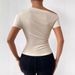 Women's Clothing Slim Pleated Irregular Short Sleeved T Shirt Top_ecoleips.com